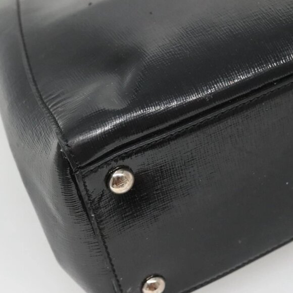 FENDI To joule Hand Bag Patent leather 2way Black Auth 141766 - Picture 3 of 16
